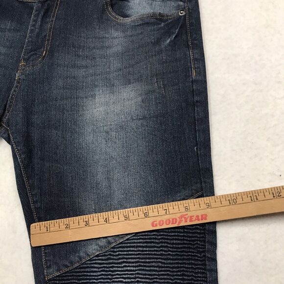 BUCKLE BLACK Moto Jean Men 34x34 (36x35 actual) Skinny Flex Stretch Denim Dark - Picture 15 of 16